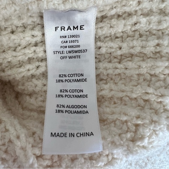 Frame Cotton Chunky Knit Balloon Sleeve Sweater Off White - Picture 8 of 9